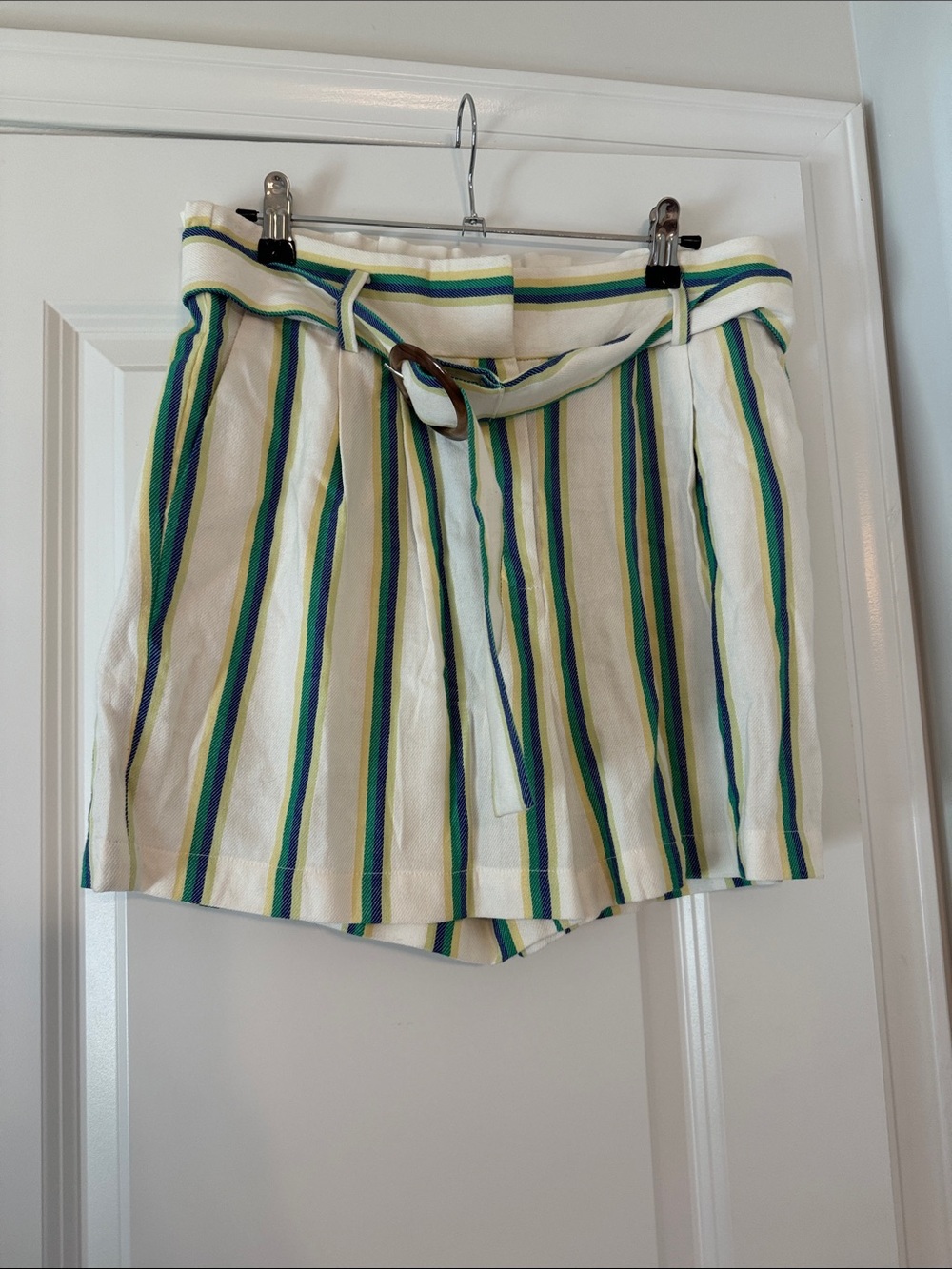 Halogen Multicolor Striped High-Waist Shorts